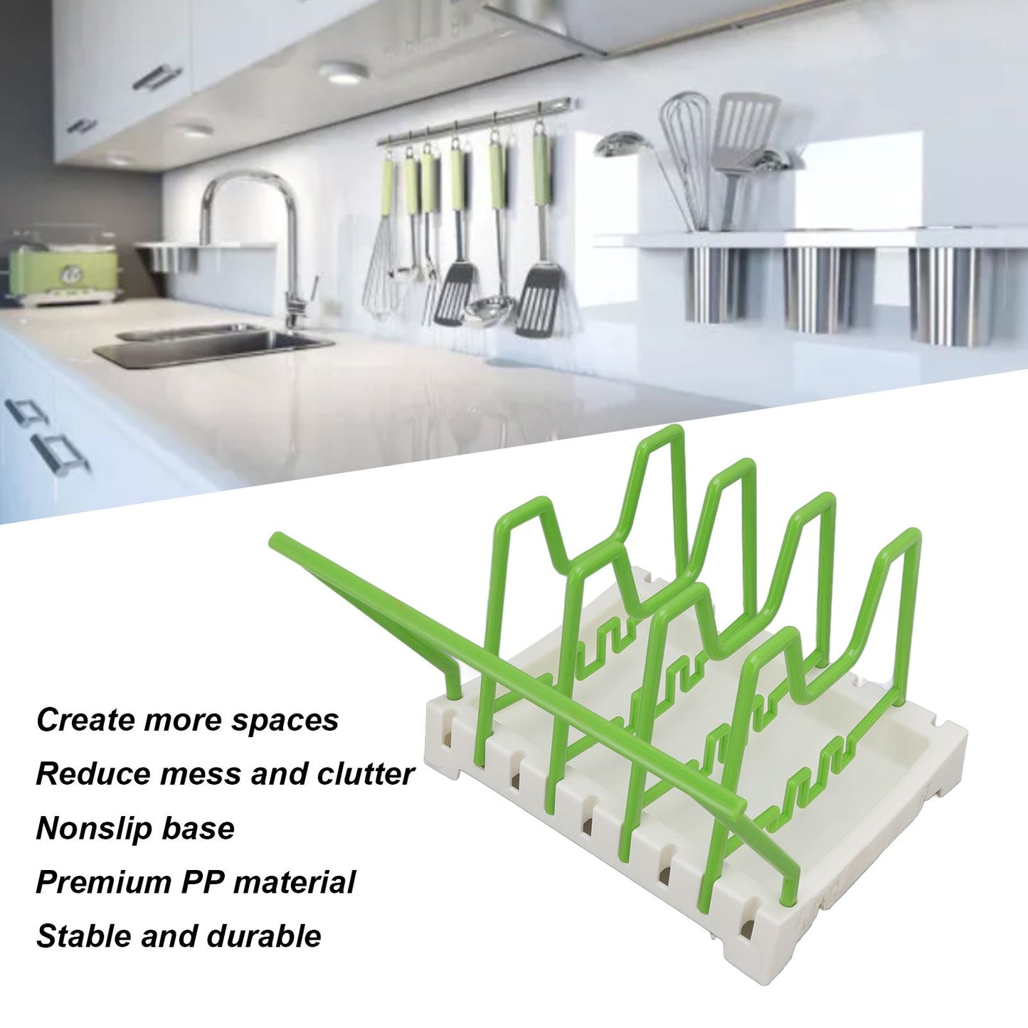 Pot Lid Holder Durable PP Space Saving Stable Nonslip Base Wide Application Cutting Board Organizer Type C V1294-YM0523-3117220069613
