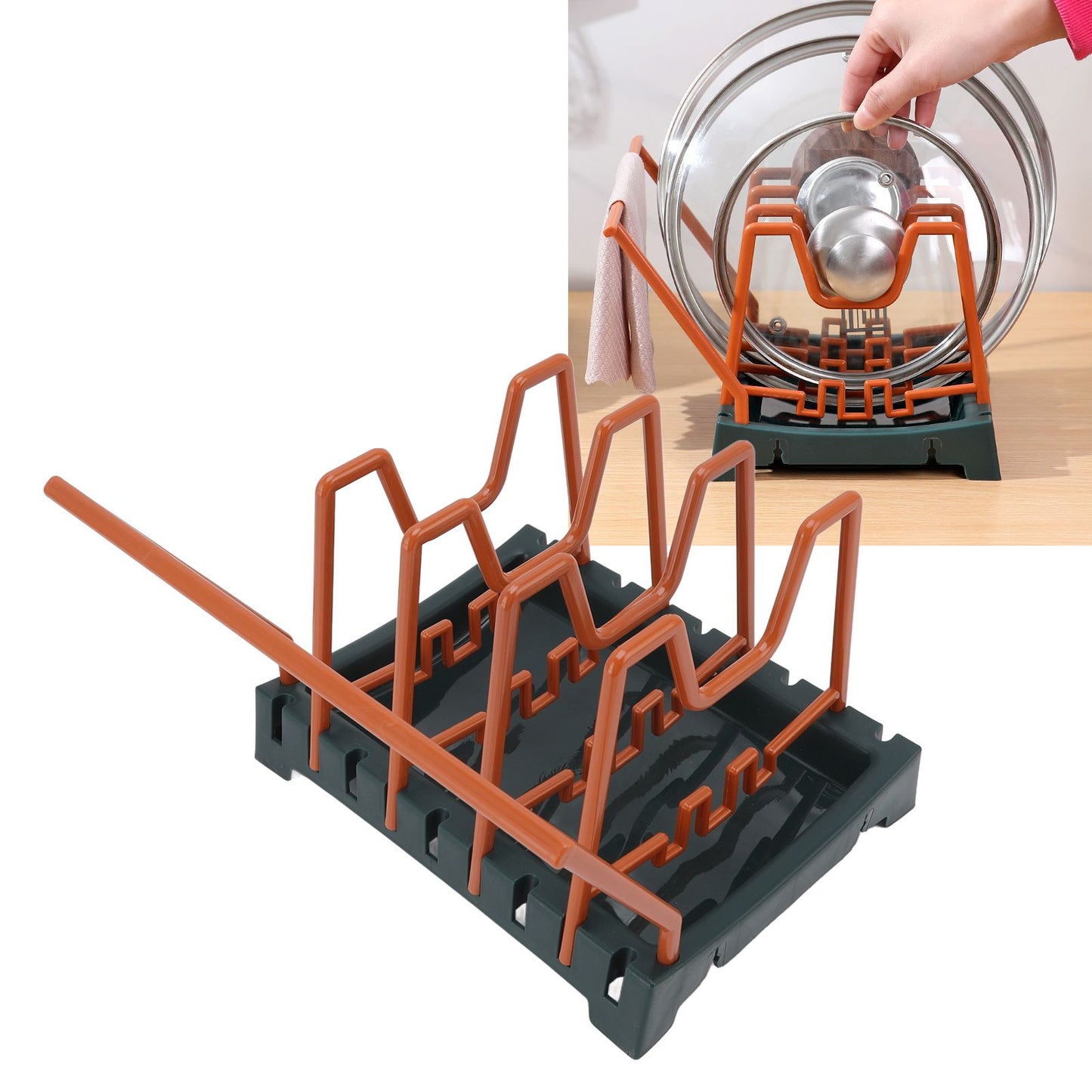 Pot Lid Holder Durable PP Space Saving Stable Nonslip Base Wide Application Cutting Board Organizer Type D V1294-YM0523-3117220069614