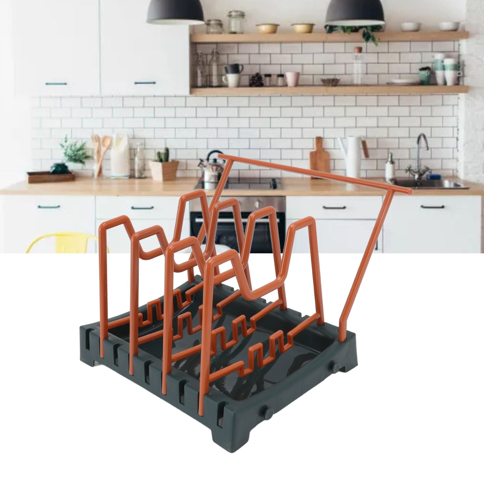 Pot Lid Holder Durable PP Space Saving Stable Nonslip Base Wide Application Cutting Board Organizer Type D V1294-YM0523-3117220069614