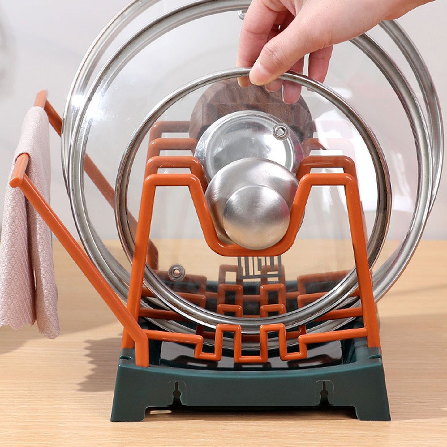 Pot Lid Holder Durable PP Space Saving Stable Nonslip Base Wide Application Cutting Board Organizer Type D V1294-YM0523-3117220069614