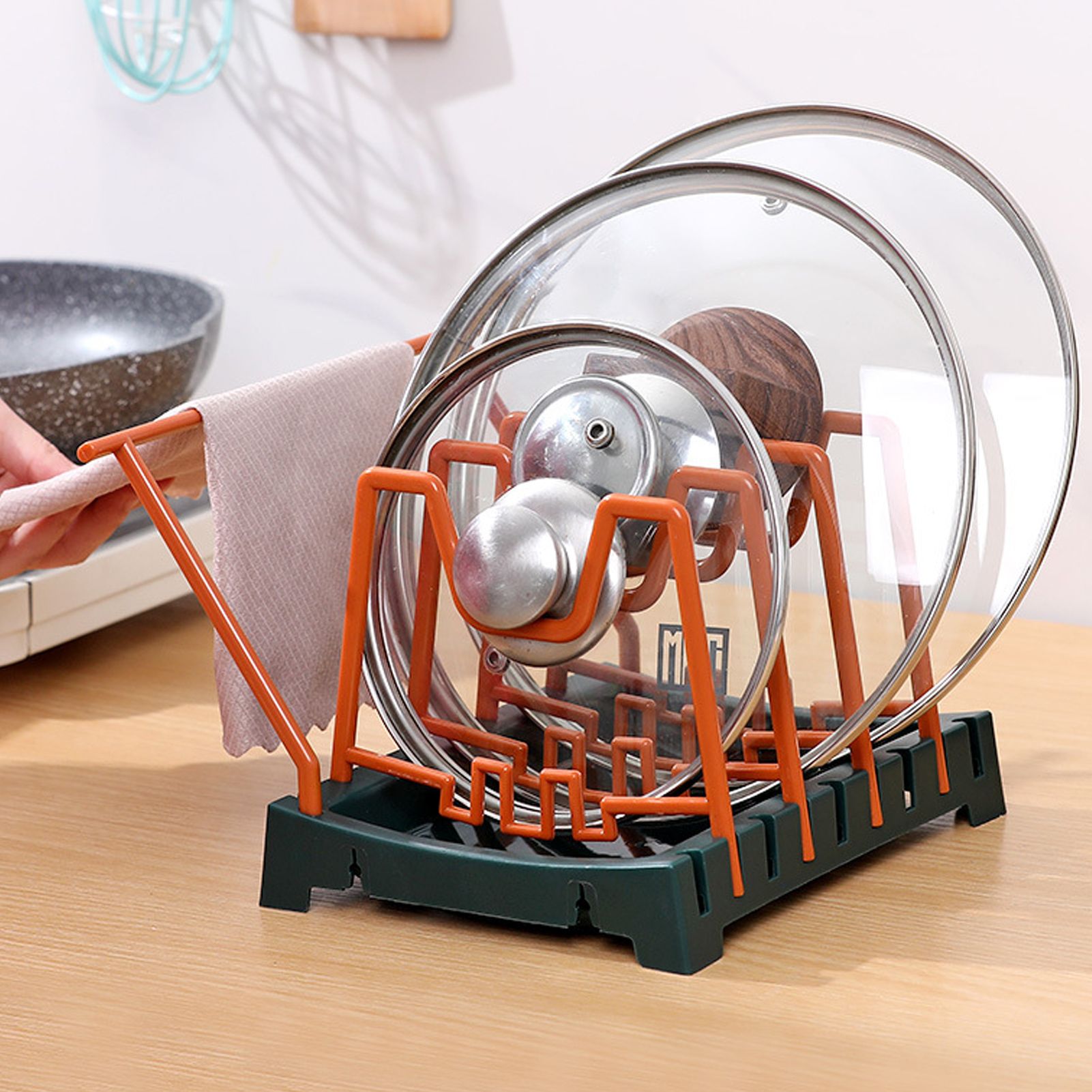 Pot Lid Holder Durable PP Space Saving Stable Nonslip Base Wide Application Cutting Board Organizer Type D V1294-YM0523-3117220069614