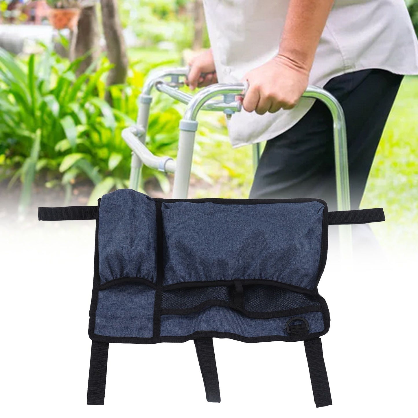 Multi Pocket Oxford Cloth Walker Storage Bag Wheelchair Side Hanging Storage Bag Walker Basket Bag Blue V1294-YM0523-3117220070511