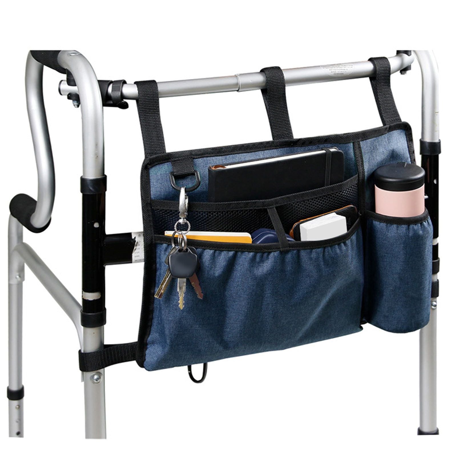 Multi Pocket Oxford Cloth Walker Storage Bag Wheelchair Side Hanging Storage Bag Walker Basket Bag Blue V1294-YM0523-3117220070511