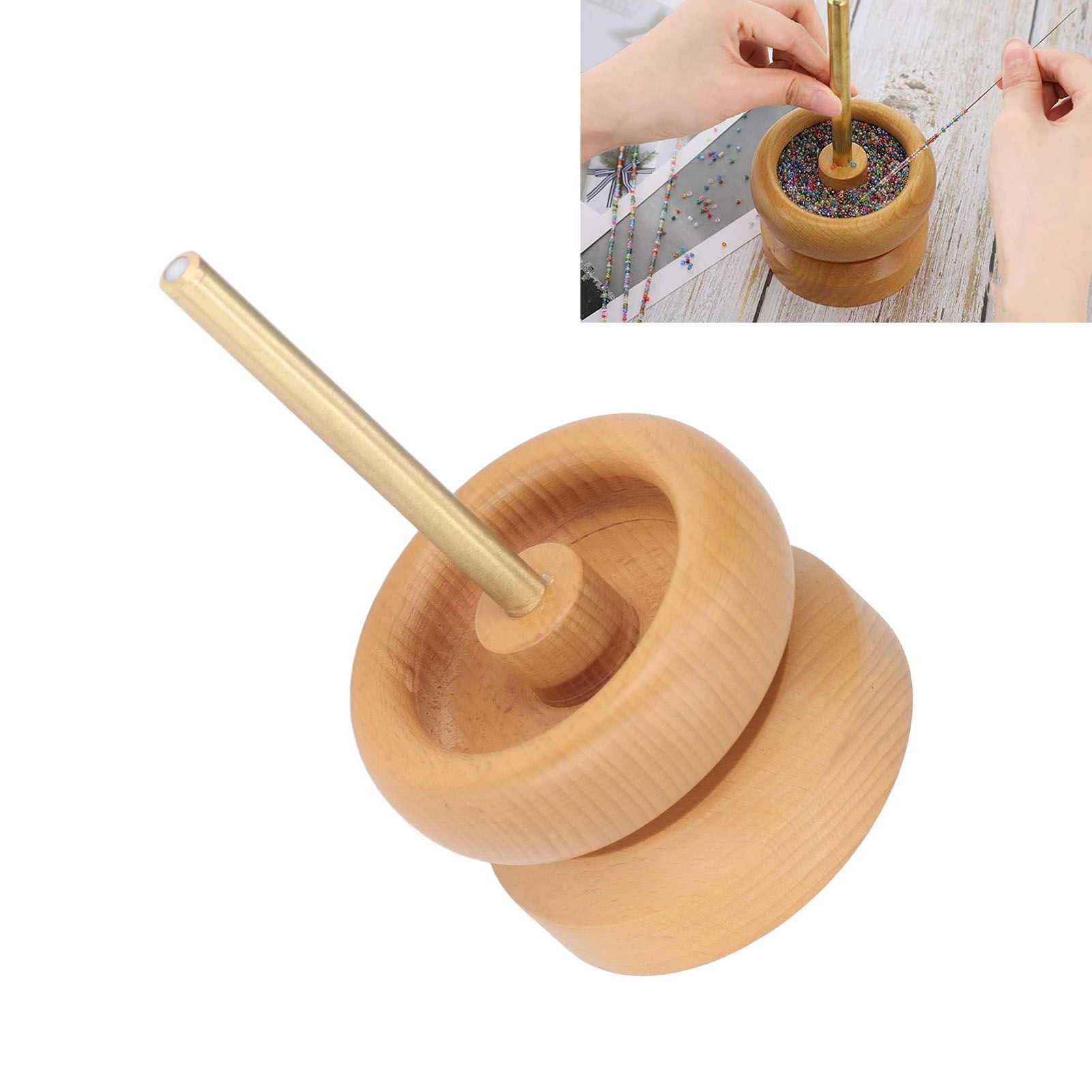 Bead Spinner Manual Rotatable Fast Wooden DIY Bead Making Device for Jewelry Crafts V1294-YM0523-3117220071611