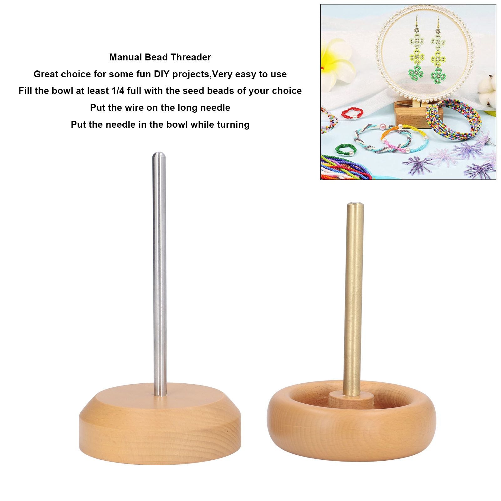 Bead Spinner Manual Rotatable Fast Wooden DIY Bead Making Device for Jewelry Crafts V1294-YM0523-3117220071611