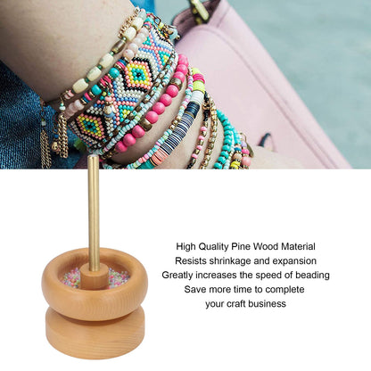 Bead Spinner Manual Rotatable Fast Wooden DIY Bead Making Device for Jewelry Crafts V1294-YM0523-3117220071611