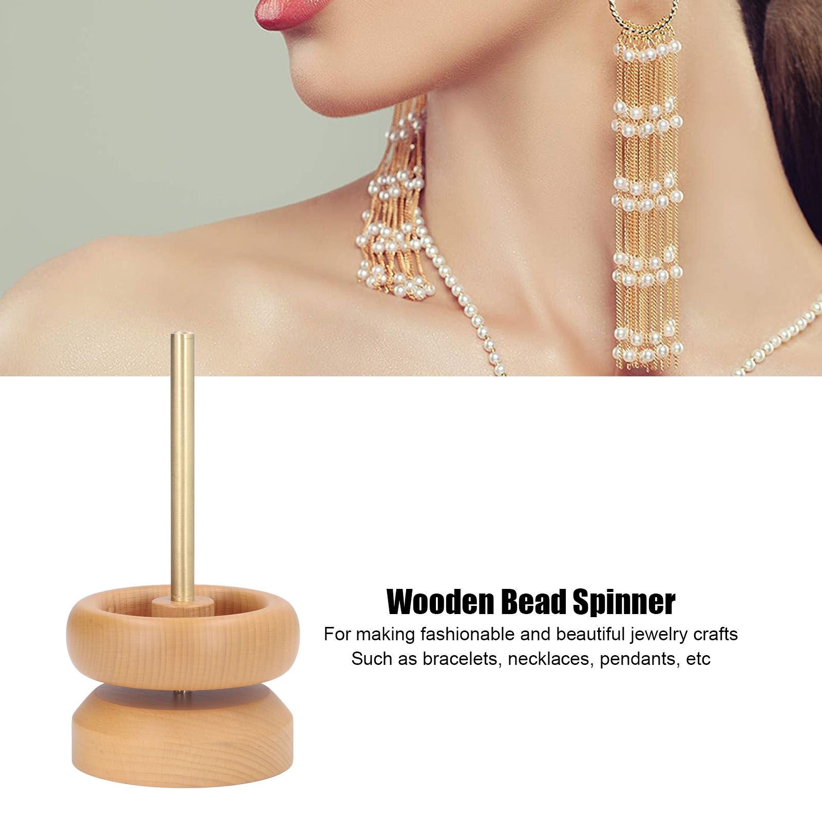 Bead Spinner Manual Rotatable Fast Wooden DIY Bead Making Device for Jewelry Crafts V1294-YM0523-3117220071611