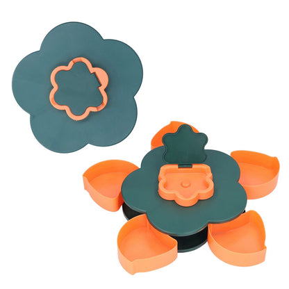 Snack Serving Tray Multifunction Large Capacity Flower Shape Nut Candy Serving Container for Home Monolayer V1294-YM0523-3117220072111