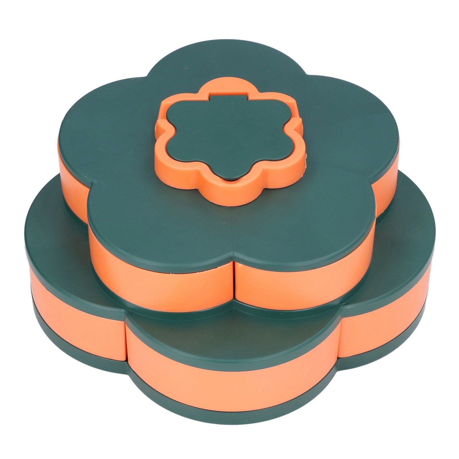 Snack Serving Tray Multifunction Large Capacity Flower Shape Nut Candy Serving Container for Home Double Layer V1294-YM0523-3117220072112