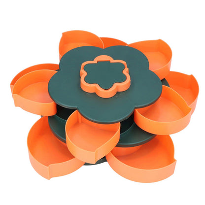 Snack Serving Tray Multifunction Large Capacity Flower Shape Nut Candy Serving Container for Home Double Layer V1294-YM0523-3117220072112