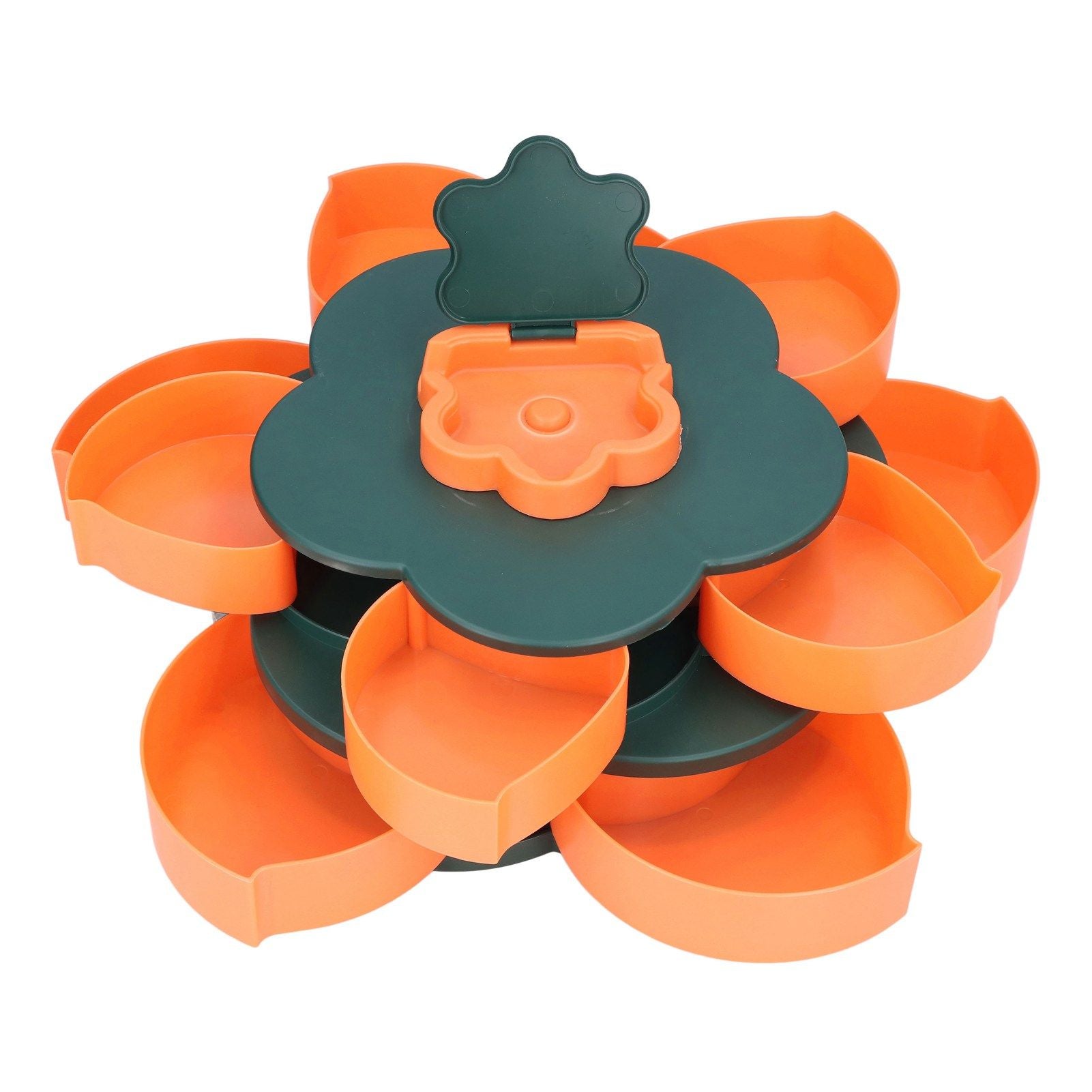 Snack Serving Tray Multifunction Large Capacity Flower Shape Nut Candy Serving Container for Home Double Layer V1294-YM0523-3117220072112