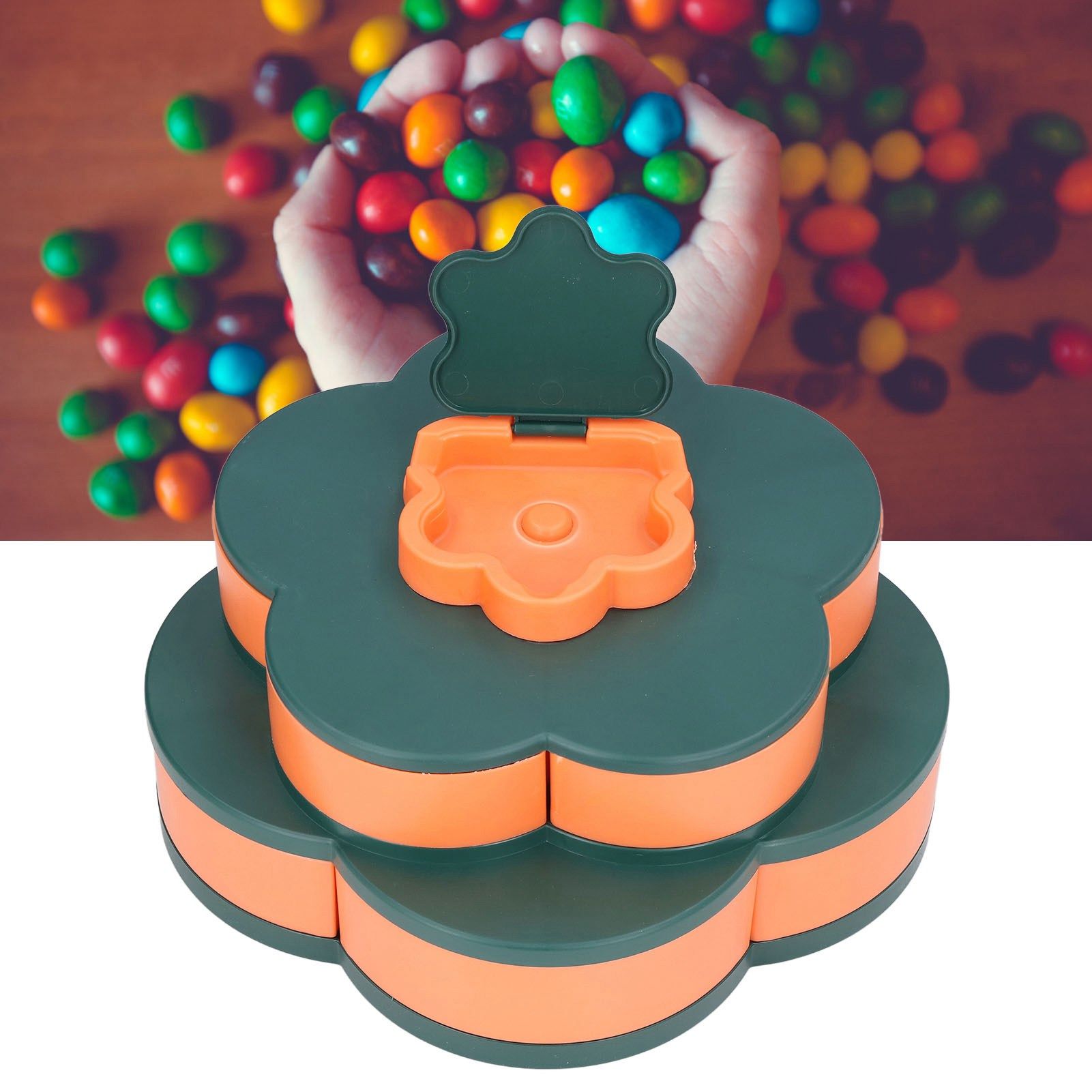 Snack Serving Tray Multifunction Large Capacity Flower Shape Nut Candy Serving Container for Home Double Layer V1294-YM0523-3117220072112