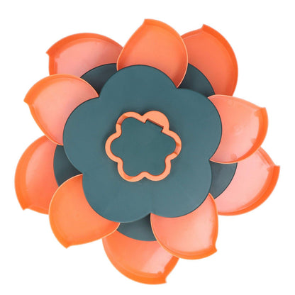 Snack Serving Tray Multifunction Large Capacity Flower Shape Nut Candy Serving Container for Home Double Layer V1294-YM0523-3117220072112