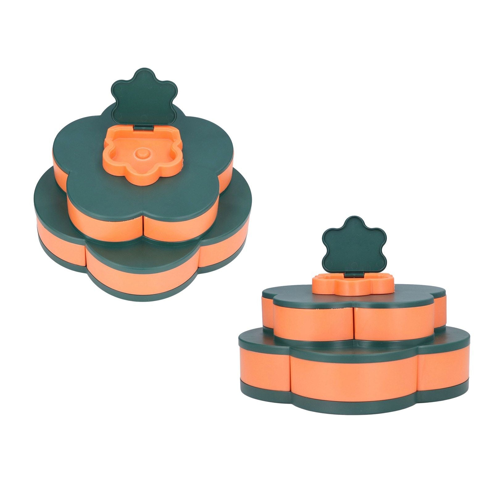 Snack Serving Tray Multifunction Large Capacity Flower Shape Nut Candy Serving Container for Home Double Layer V1294-YM0523-3117220072112