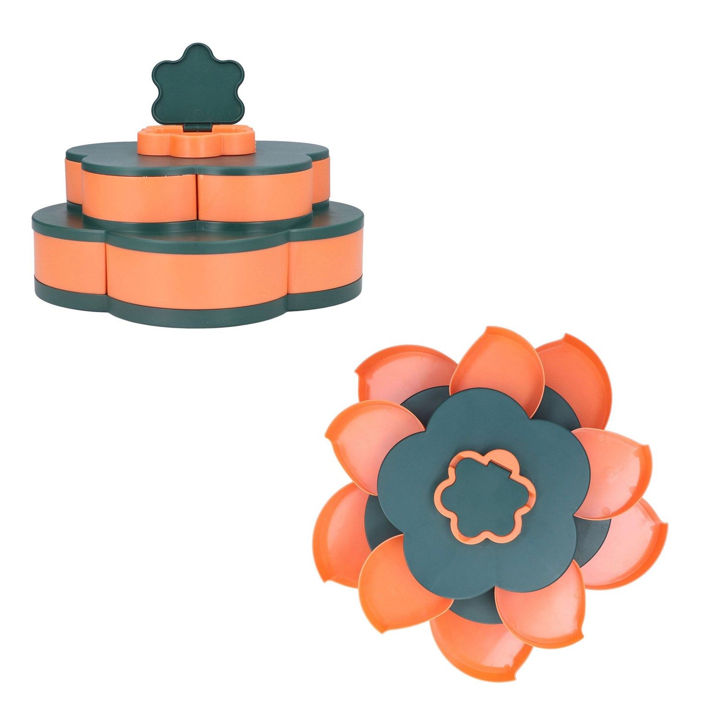 Snack Serving Tray Multifunction Large Capacity Flower Shape Nut Candy Serving Container for Home Double Layer V1294-YM0523-3117220072112