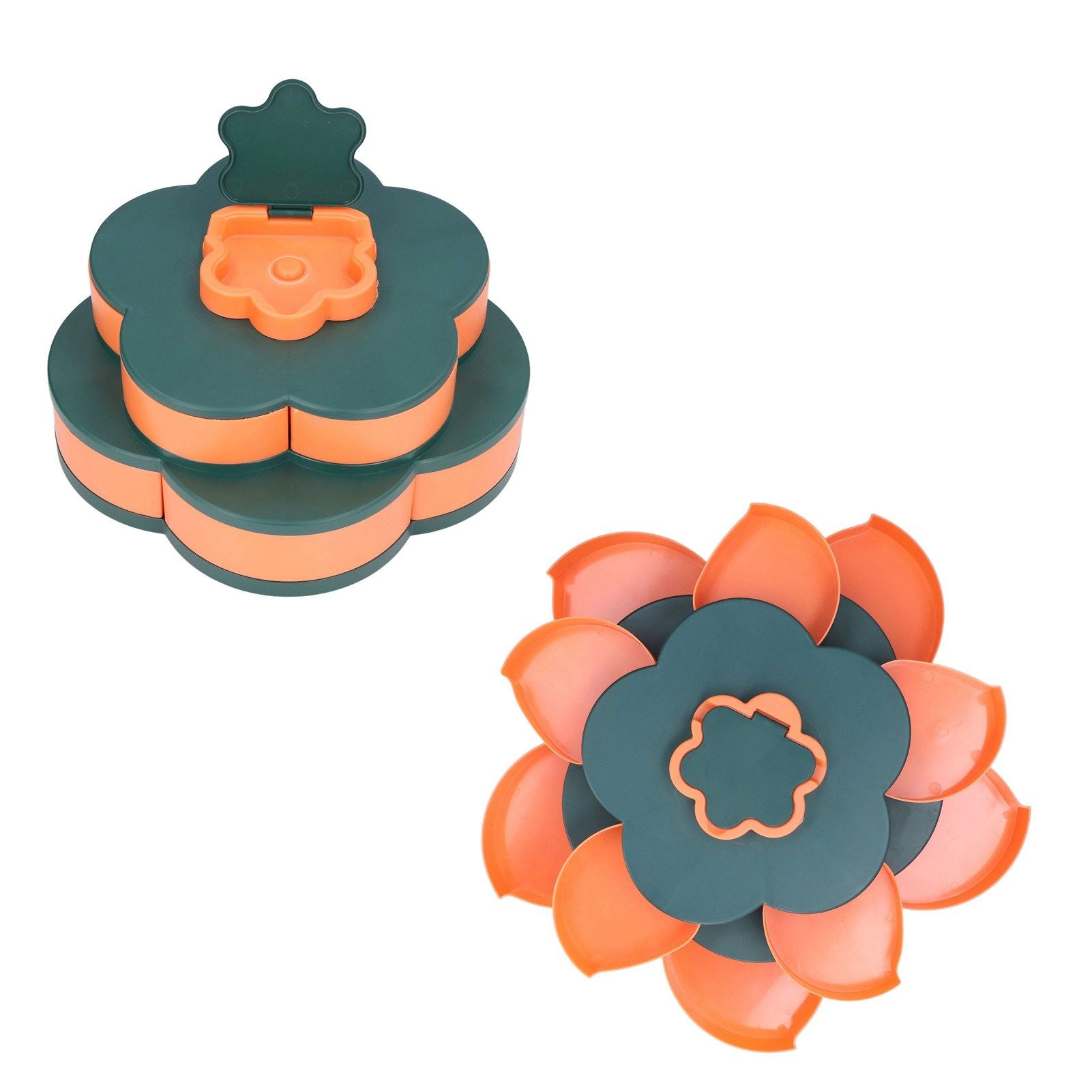 Snack Serving Tray Multifunction Large Capacity Flower Shape Nut Candy Serving Container for Home Double Layer V1294-YM0523-3117220072112