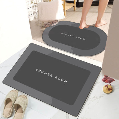 Bathroom Mat Modern Absorbent Quick Dry Bathroom Rug Entrance Door Antislip Mat dark Grey Square V1294-YM0523-3117220073114