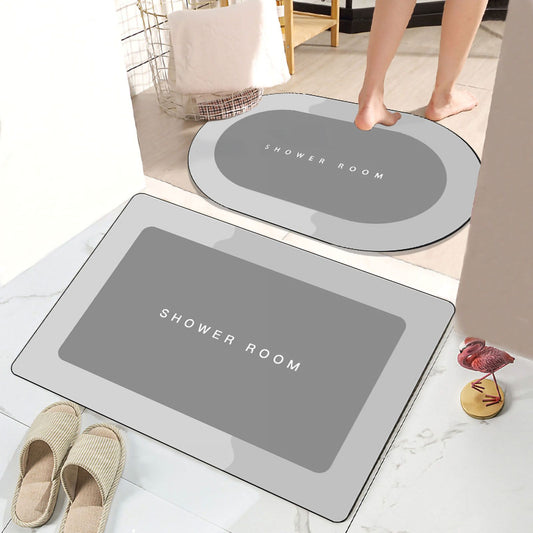 Bathroom Mat Modern Absorbent Quick Dry Bathroom Rug Entrance Door Antislip Mat Light Gray Square V1294-YM0523-3117220073116