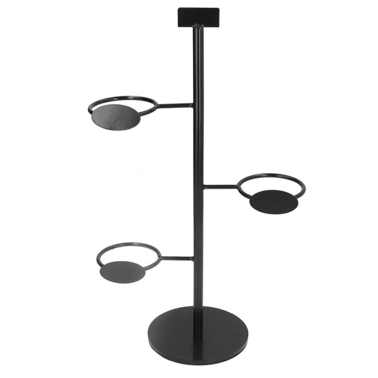 Cup Holder 3 Holes Black Appearance Iron Material Simple Stylish Cup Display Stand for Party Restaurant V1294-YM0523-3117220076011