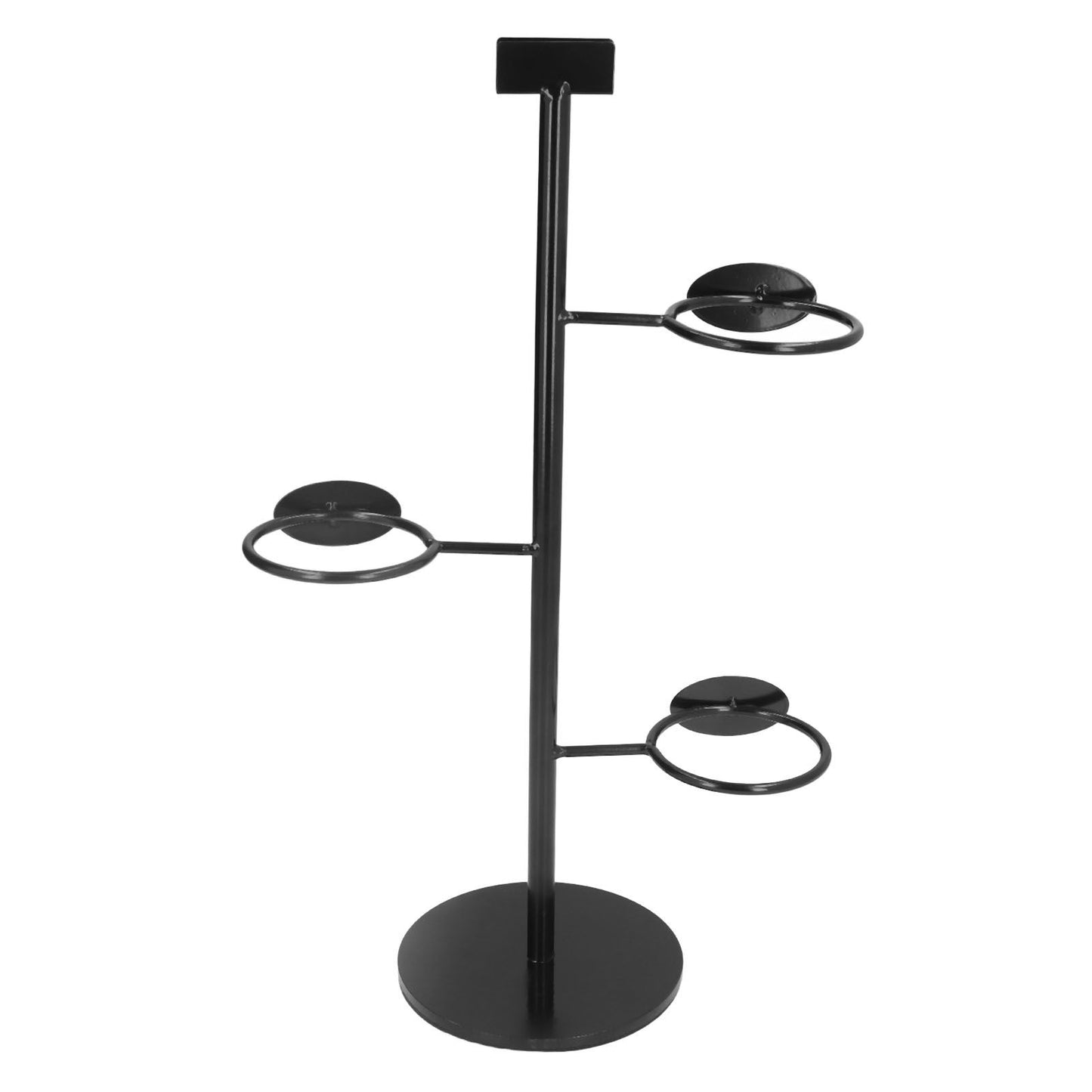 Cup Holder 3 Holes Black Appearance Iron Material Simple Stylish Cup Display Stand for Party Restaurant V1294-YM0523-3117220076011
