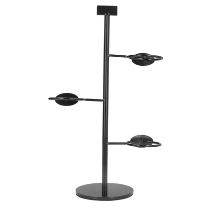 Cup Holder 3 Holes Black Appearance Iron Material Simple Stylish Cup Display Stand for Party Restaurant V1294-YM0523-3117220076011