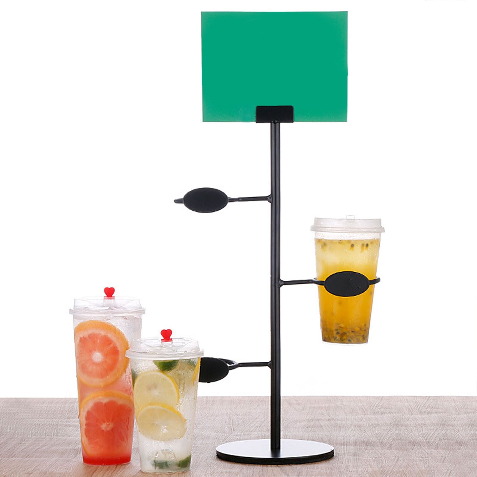 Cup Holder 3 Holes Black Appearance Iron Material Simple Stylish Cup Display Stand for Party Restaurant V1294-YM0523-3117220076011