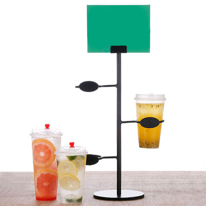 Cup Holder 3 Holes Black Appearance Iron Material Simple Stylish Cup Display Stand for Party Restaurant V1294-YM0523-3117220076011