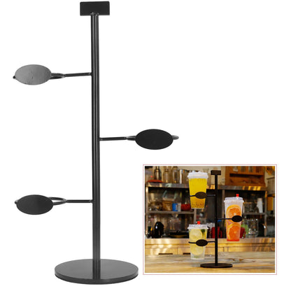 Cup Holder 3 Holes Black Appearance Iron Material Simple Stylish Cup Display Stand for Party Restaurant V1294-YM0523-3117220076011