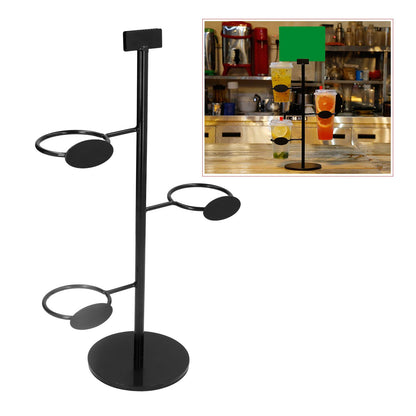 Cup Holder 3 Holes Black Appearance Iron Material Simple Stylish Cup Display Stand for Party Restaurant V1294-YM0523-3117220076011