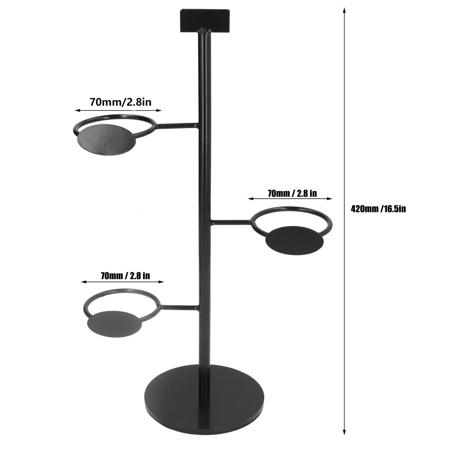 Cup Holder 3 Holes Black Appearance Iron Material Simple Stylish Cup Display Stand for Party Restaurant V1294-YM0523-3117220076011