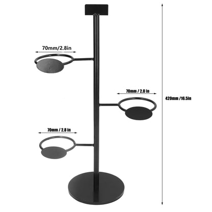 Cup Holder 3 Holes Black Appearance Iron Material Simple Stylish Cup Display Stand for Party Restaurant V1294-YM0523-3117220076011