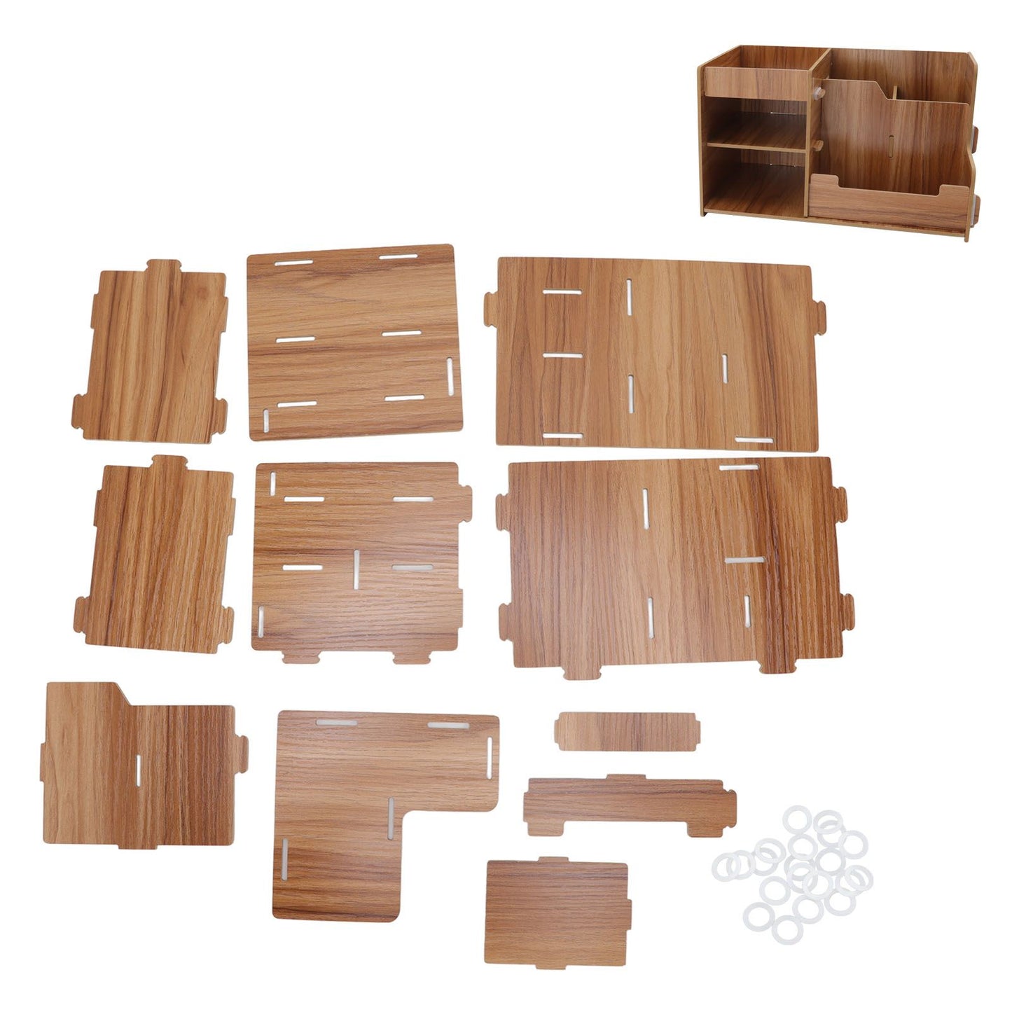 Wooden Desk Organize Shelf Multi Layer Space Saving Tabletop Storage Box for Home Office School V1294-YM0523-3117220076811