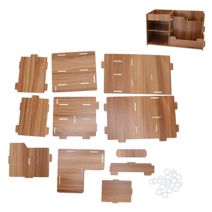Wooden Desk Organize Shelf Multi Layer Space Saving Tabletop Storage Box for Home Office School V1294-YM0523-3117220076811