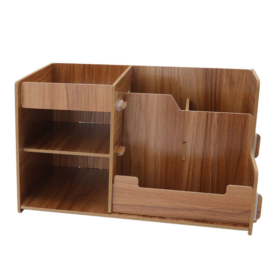 Wooden Desk Organize Shelf Multi Layer Space Saving Tabletop Storage Box for Home Office School V1294-YM0523-3117220076811