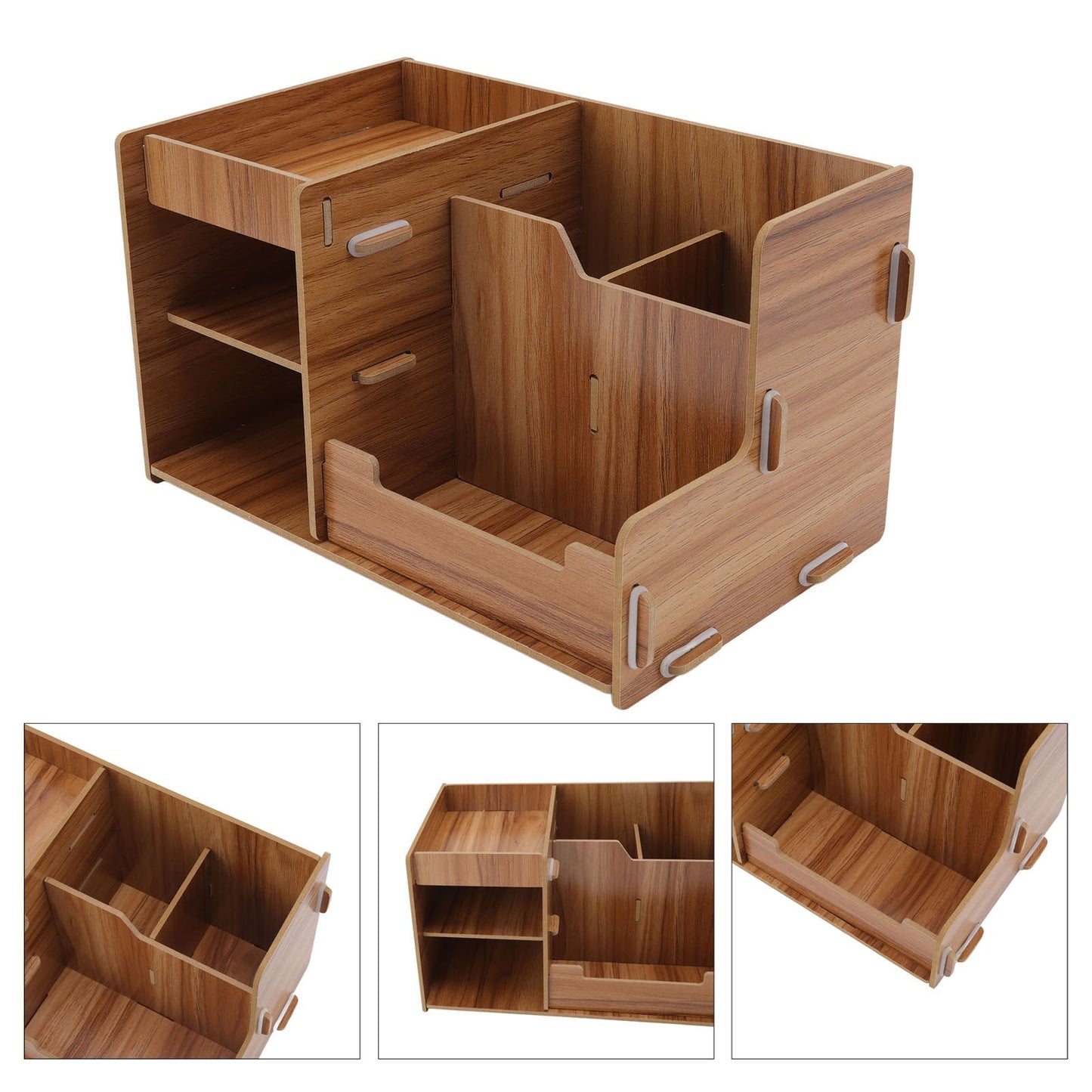 Wooden Desk Organize Shelf Multi Layer Space Saving Tabletop Storage Box for Home Office School V1294-YM0523-3117220076811