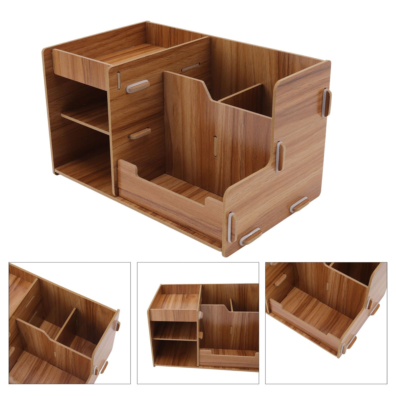 Wooden Desk Organize Shelf Multi Layer Space Saving Tabletop Storage Box for Home Office School V1294-YM0523-3117220076811