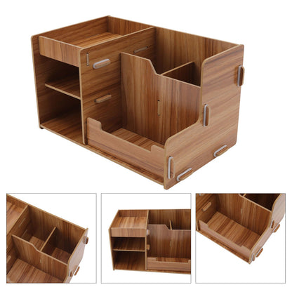 Wooden Desk Organize Shelf Multi Layer Space Saving Tabletop Storage Box for Home Office School V1294-YM0523-3117220076811
