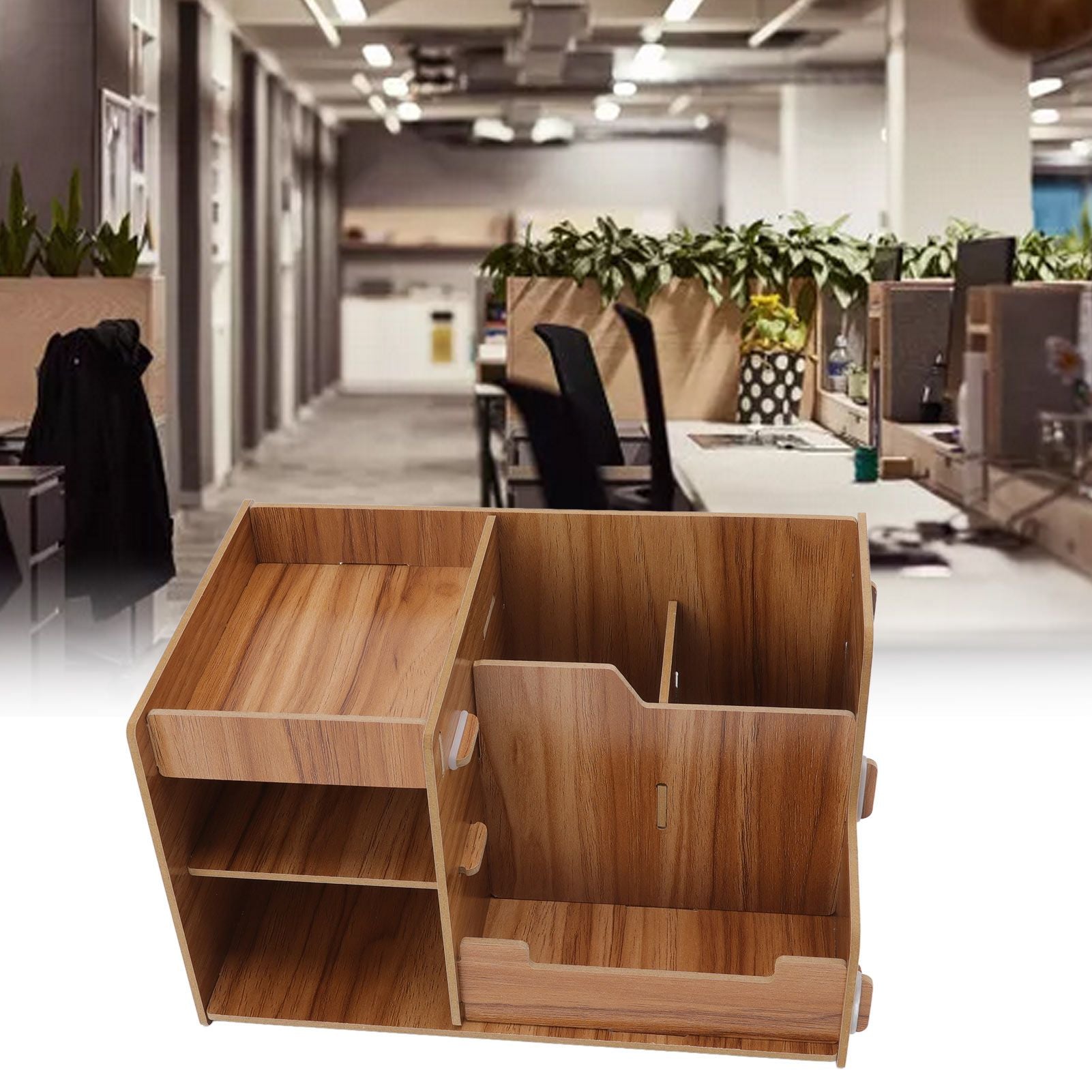 Wooden Desk Organize Shelf Multi Layer Space Saving Tabletop Storage Box for Home Office School V1294-YM0523-3117220076811