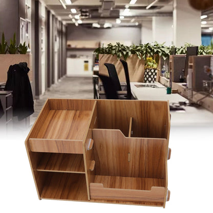Wooden Desk Organize Shelf Multi Layer Space Saving Tabletop Storage Box for Home Office School V1294-YM0523-3117220076811