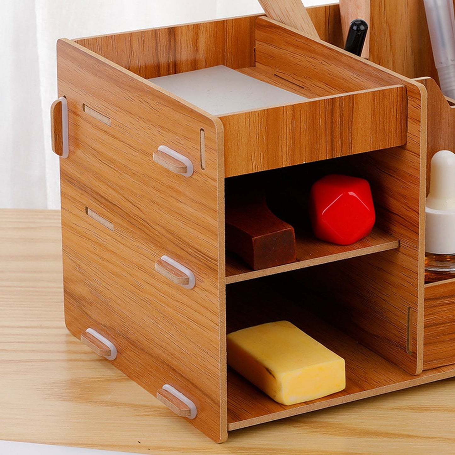 Wooden Desk Organize Shelf Multi Layer Space Saving Tabletop Storage Box for Home Office School V1294-YM0523-3117220076811