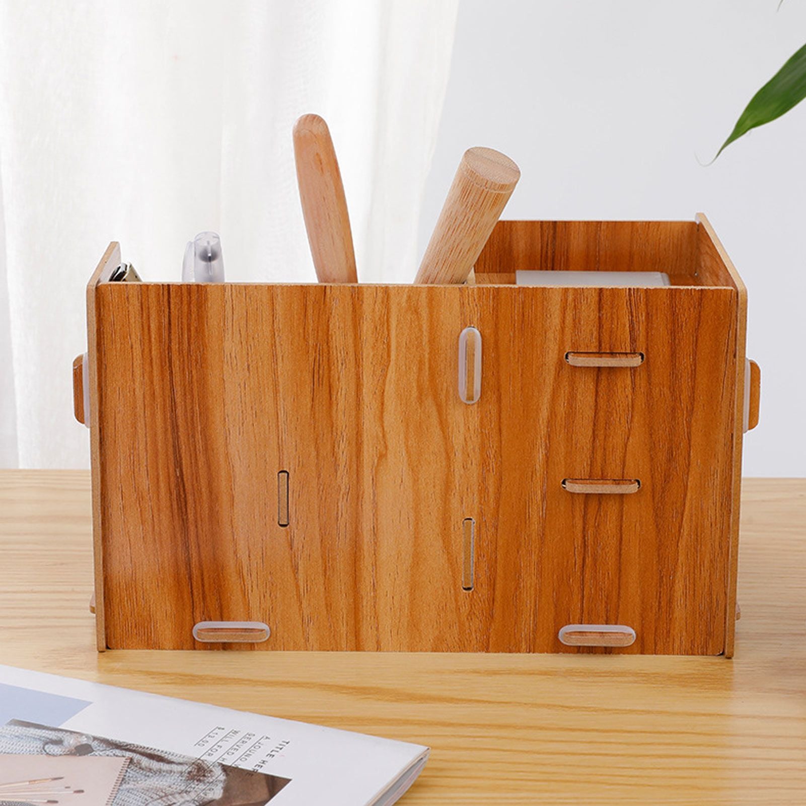 Wooden Desk Organize Shelf Multi Layer Space Saving Tabletop Storage Box for Home Office School V1294-YM0523-3117220076811