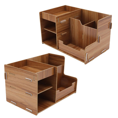 Wooden Desk Organize Shelf Multi Layer Space Saving Tabletop Storage Box for Home Office School V1294-YM0523-3117220076811