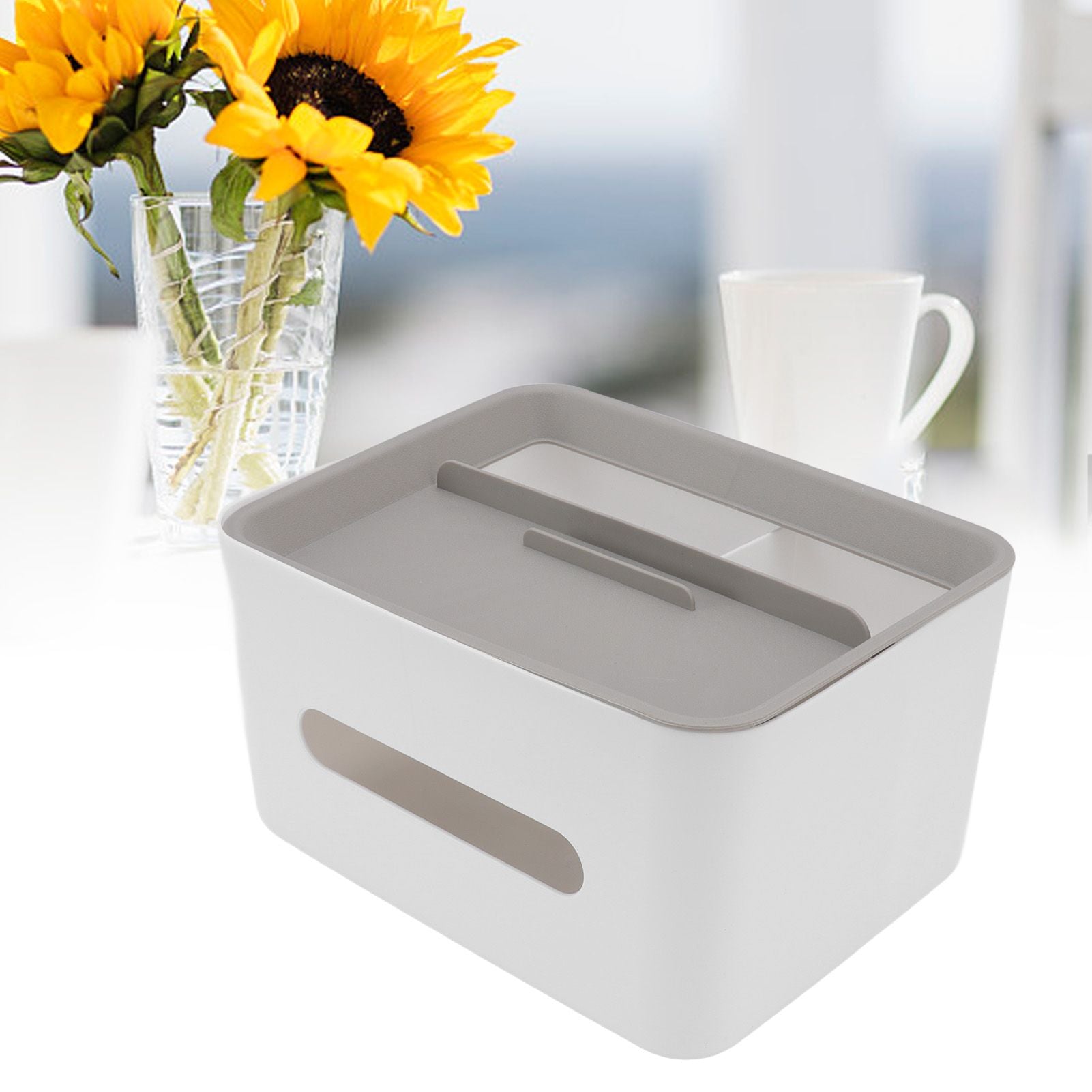 Tissue Box Cover Rectangular Plastic Remote Control Stationery Storage Napkin Box Holder for Office Living V1294-YM0523-3117220077911