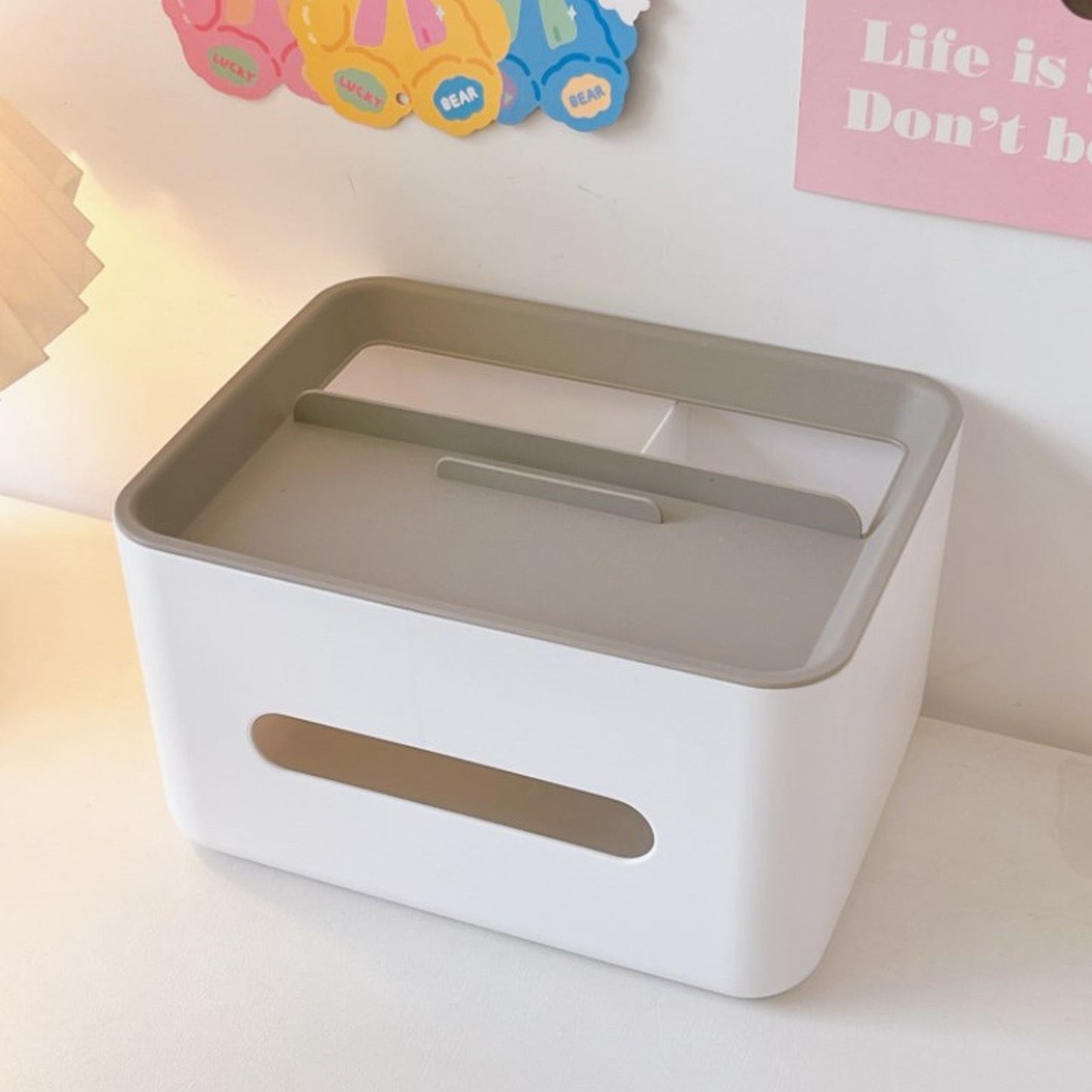 Tissue Box Cover Rectangular Plastic Remote Control Stationery Storage Napkin Box Holder for Office Living V1294-YM0523-3117220077911
