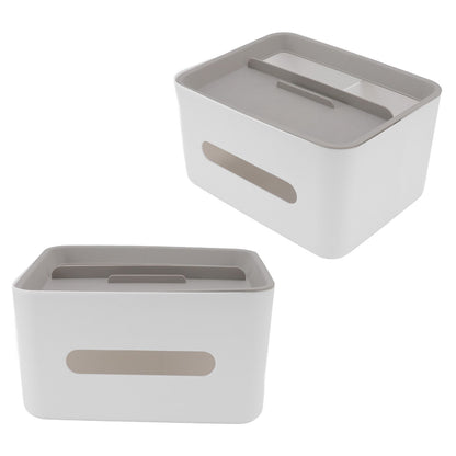 Tissue Box Cover Rectangular Plastic Remote Control Stationery Storage Napkin Box Holder for Office Living V1294-YM0523-3117220077911