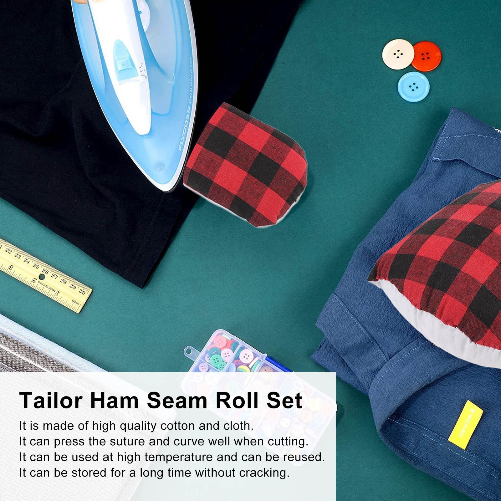 2pcs Tailor Ham Seam Roll Set Dressmaking Sleeve Roll Pressing Tool for Ironing Curved Seam Tailors V1294-YM0523-3117220078111