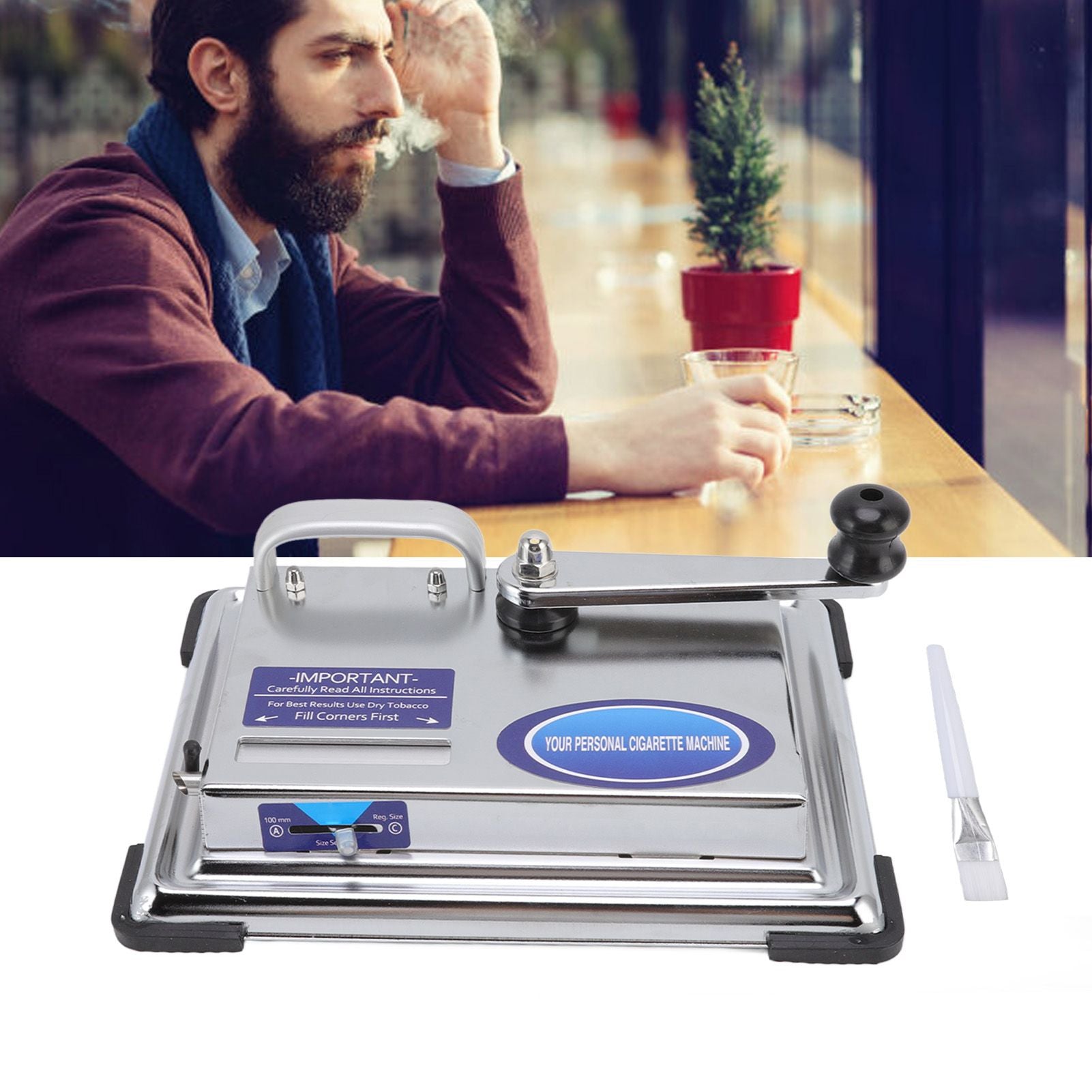 Hand Operated Cigarette Rolling Machine Manual Tobacco Injector Machine Household Small Metal Cigarette Maker V1294-YM0523-3117220078611