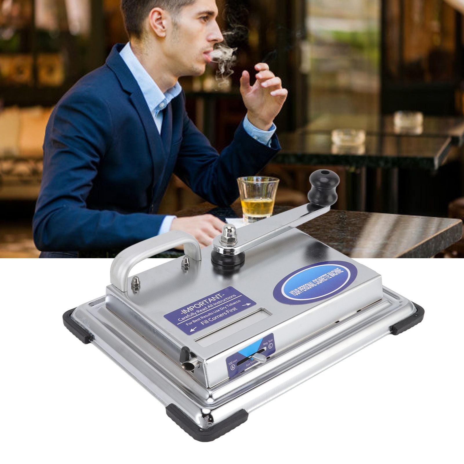 Hand Operated Cigarette Rolling Machine Manual Tobacco Injector Machine Household Small Metal Cigarette Maker V1294-YM0523-3117220078611