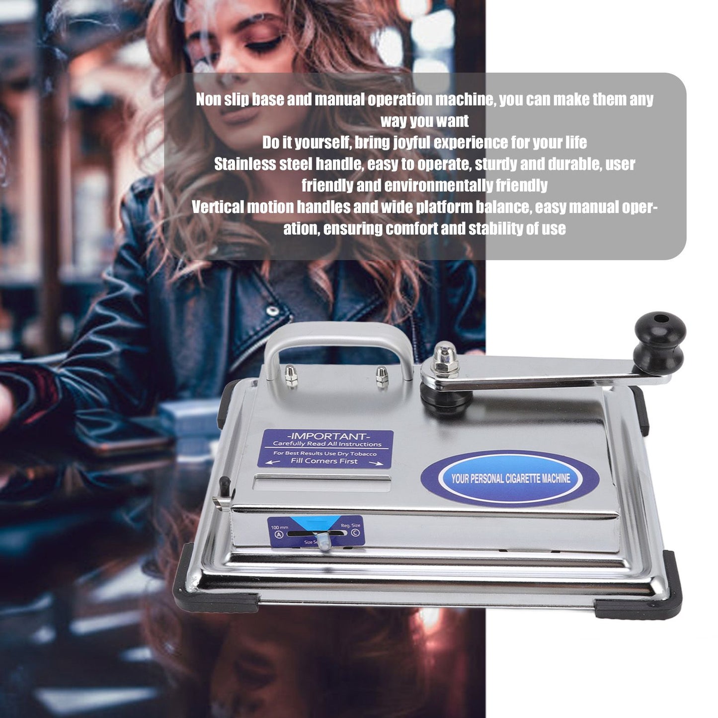 Hand Operated Cigarette Rolling Machine Manual Tobacco Injector Machine Household Small Metal Cigarette Maker V1294-YM0523-3117220078611