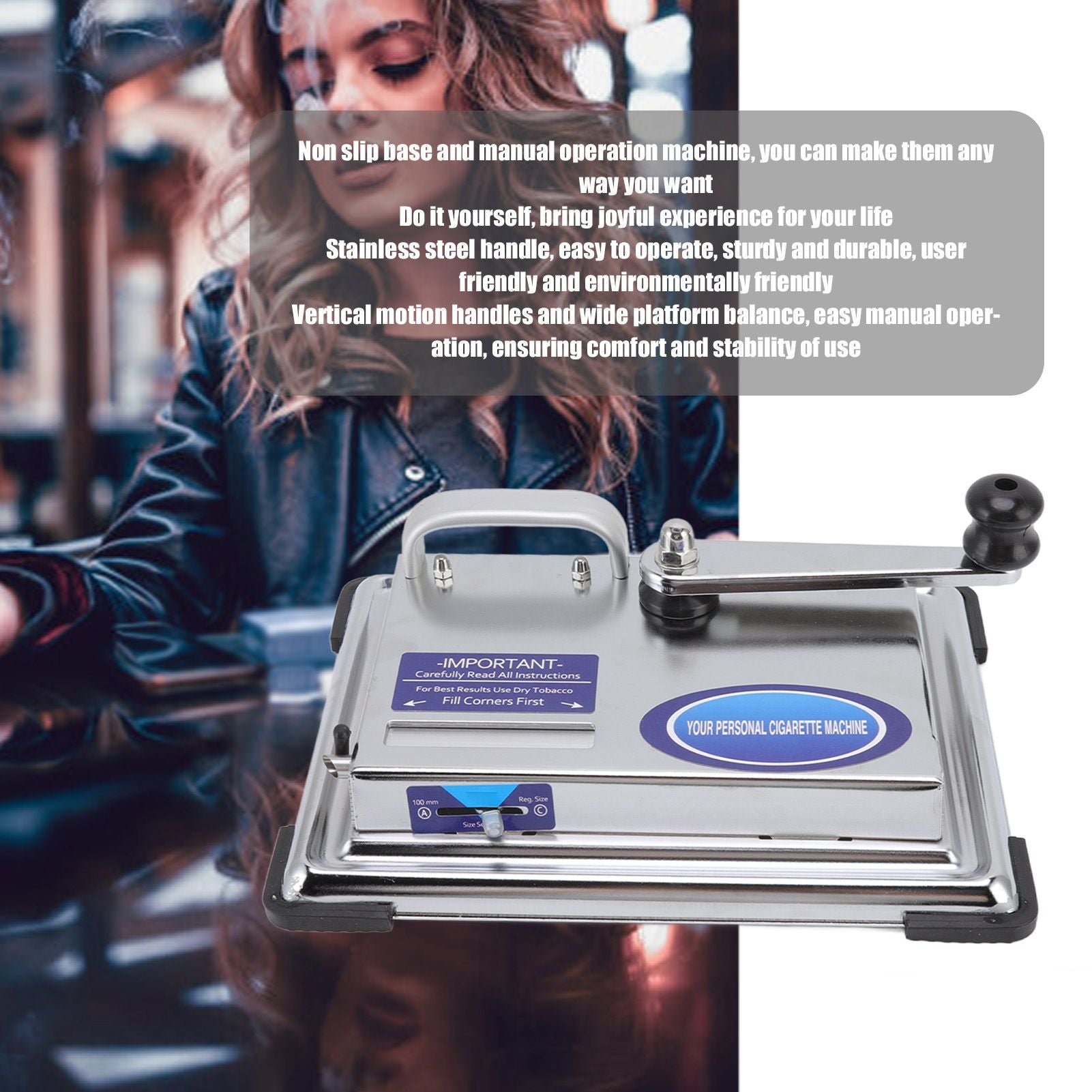 Hand Operated Cigarette Rolling Machine Manual Tobacco Injector Machine Household Small Metal Cigarette Maker V1294-YM0523-3117220078611
